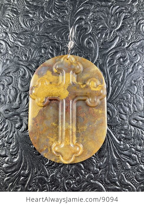 Forest Fire Jasper Jasper Cross Stone Jewelry Pendant Mini Art Ornament - #iO5ujjT4rDs-4