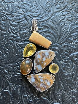 Fossil Coral and Jasper Gemstone Crystal Jewelry Pendant #OuenK7t8xTc