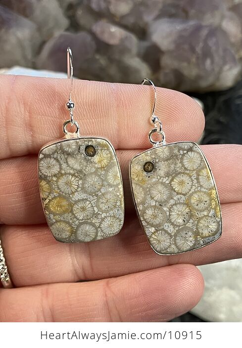 Fossil Coral Crystal Gemstone Stone Jewelry Earrings - #3kcWOh2EyMc-1