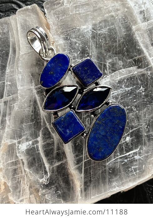 Four Blue Lapis Lazuli Gems Crystal Stone Jewelry Pendant - #8nsmVaazFwg-1