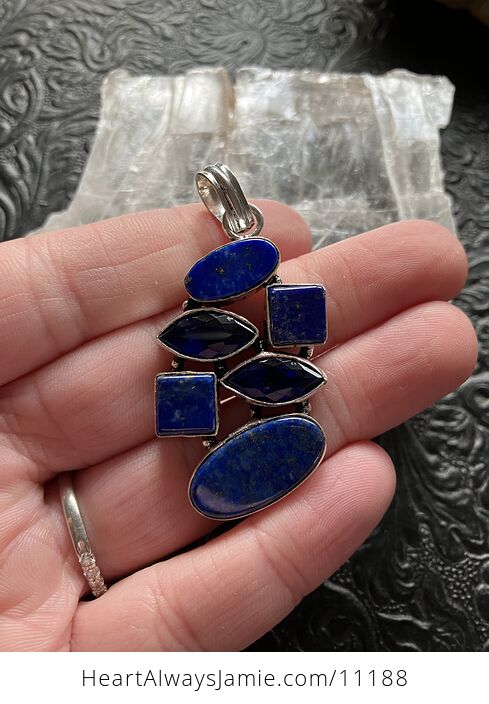 Four Blue Lapis Lazuli Gems Crystal Stone Jewelry Pendant - #8nsmVaazFwg-2