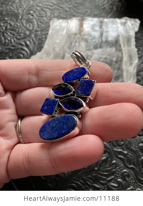 Four Blue Lapis Lazuli Gems Crystal Stone Jewelry Pendant - #8nsmVaazFwg-4