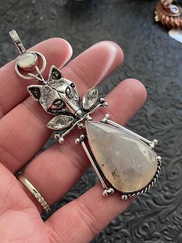 Fox Moonstone Topaz and Marine Chalcedony Stone Crystal Jewelry Pendant #QY2LTvejyA0