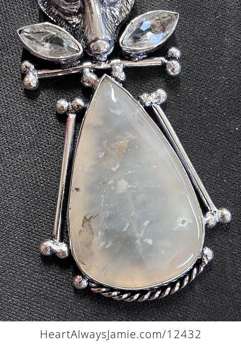 Fox Moonstone Topaz and Marine Chalcedony Stone Crystal Jewelry Pendant - #QY2LTvejyA0-3