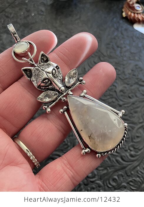 Fox Moonstone Topaz and Marine Chalcedony Stone Crystal Jewelry Pendant - #QY2LTvejyA0-1