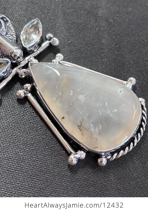 Fox Moonstone Topaz and Marine Chalcedony Stone Crystal Jewelry Pendant - #QY2LTvejyA0-4