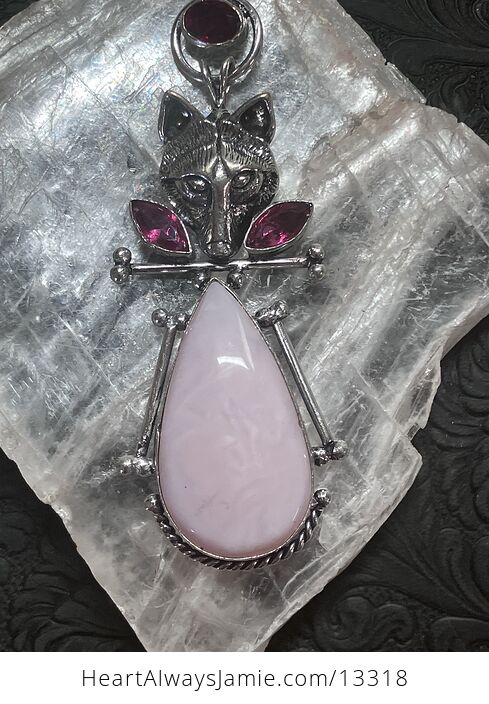 Fox Pink Opal and Faceted Gems Stone Crystal Jewelry Pendant - #GDjljLhO68I-2