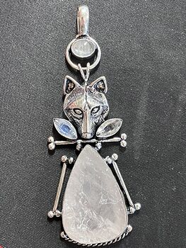Fox Rose Quartz and Topaz Stone Crystal Jewelry Pendant #2o6jDpRSYg4