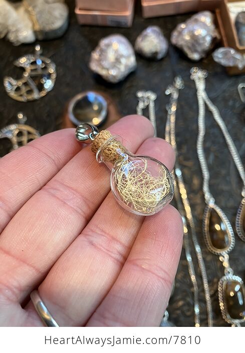 Fruticose Lichen in Glass with Cork Stopper Oregon Jewelry Pendant - #YnmMxIhmHbk-3