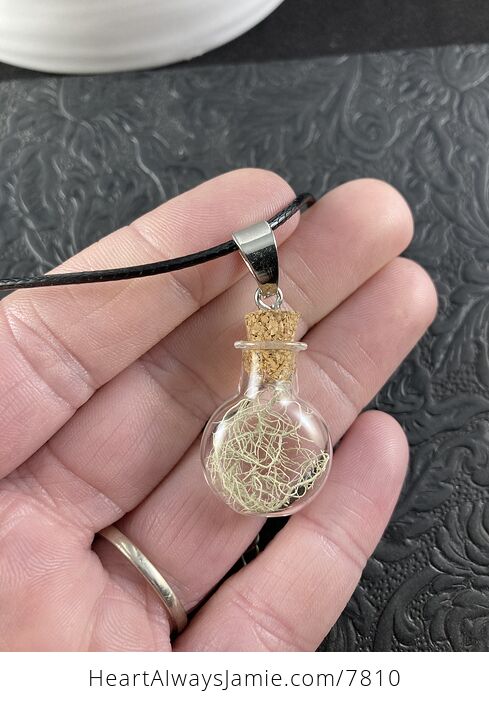Fruticose Lichen in Glass with Cork Stopper Oregon Jewelry Pendant - #YnmMxIhmHbk-9