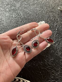 Funky Red Garnet Stone Crystal Jewelry Earrings #7BkaCkC9kjY