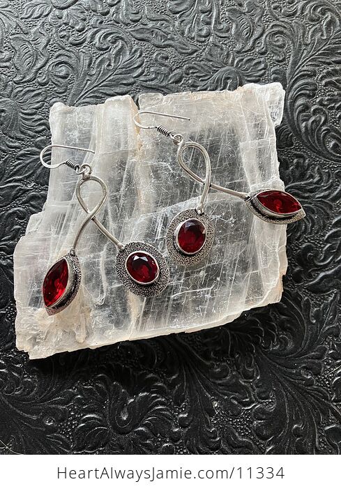 Funky Red Garnet Stone Crystal Jewelry Earrings - #7BkaCkC9kjY-3