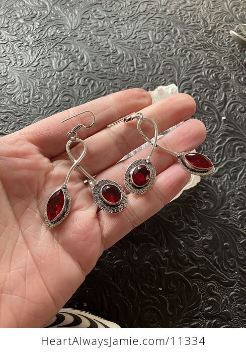 Funky Red Garnet Stone Crystal Jewelry Earrings - #7BkaCkC9kjY-1