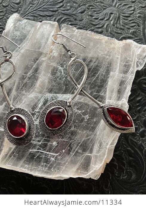 Funky Red Garnet Stone Crystal Jewelry Earrings - #7BkaCkC9kjY-6