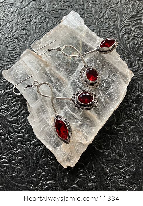Funky Red Garnet Stone Crystal Jewelry Earrings - #7BkaCkC9kjY-4