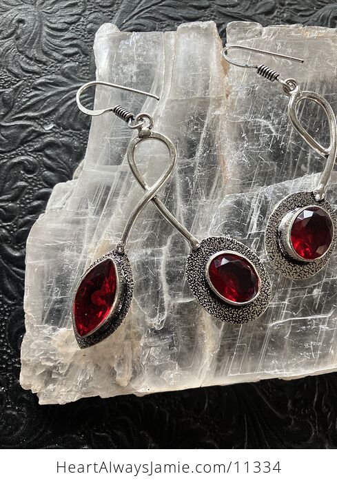 Funky Red Garnet Stone Crystal Jewelry Earrings - #7BkaCkC9kjY-5