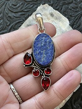 Garnet and Lapis Lazuli Gemstone Crystal Jewelry Pendant #7JJknZqkdJk