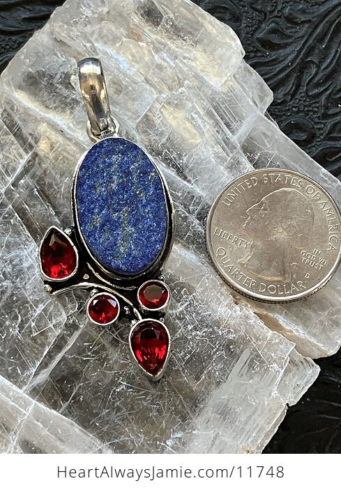 Garnet and Lapis Lazuli Gemstone Crystal Jewelry Pendant - #7JJknZqkdJk-6