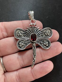 Garnet Dragonfly Stone Jewelry Crystal Pendant #IPslqPtNdLg