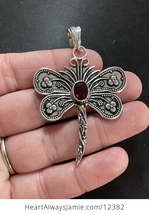 Garnet Dragonfly Stone Jewelry Crystal Pendant - #IPslqPtNdLg-1