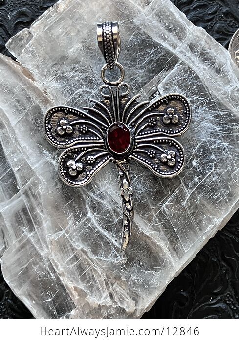 Garnet Dragonfly Stone Jewelry Crystal Pendant - #pnCwzkFMYlM-5