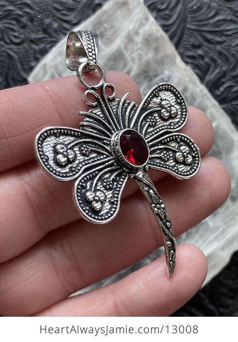 Garnet Dragonfly Stone Jewelry Crystal Pendant - #tnSgWaSvvZU-1