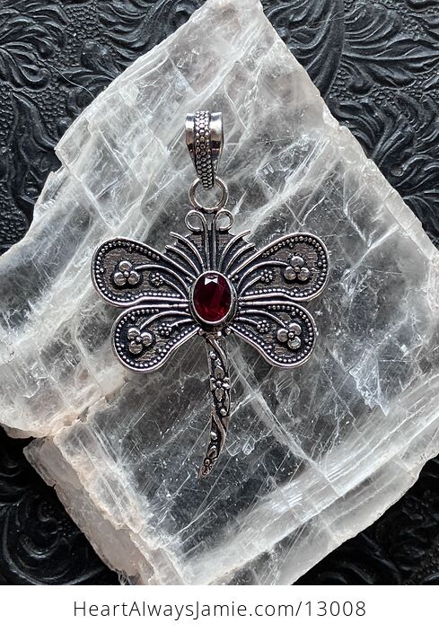 Garnet Dragonfly Stone Jewelry Crystal Pendant - #tnSgWaSvvZU-5