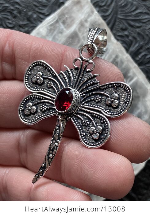 Garnet Dragonfly Stone Jewelry Crystal Pendant - #tnSgWaSvvZU-3