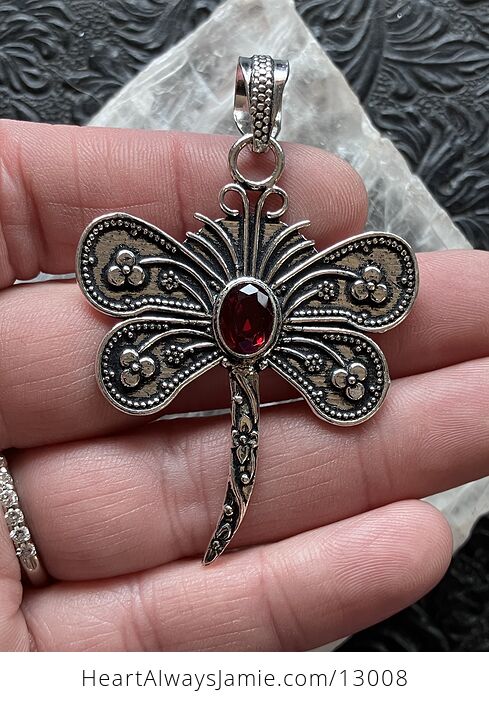 Garnet Dragonfly Stone Jewelry Crystal Pendant - #tnSgWaSvvZU-2