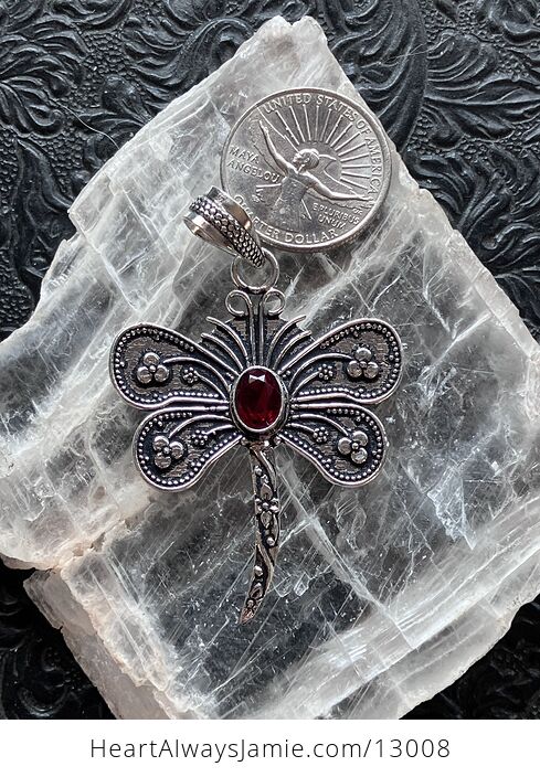 Garnet Dragonfly Stone Jewelry Crystal Pendant - #tnSgWaSvvZU-6