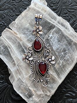 Garnet Floral Stone Jewelry Crystal Pendant #QeY1owKOWDM