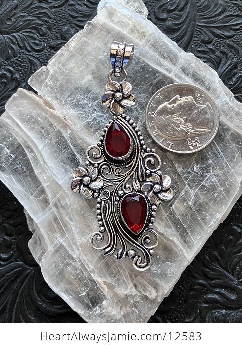 Garnet Floral Stone Jewelry Crystal Pendant - #QeY1owKOWDM-6