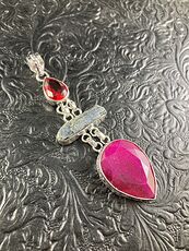 Garnet Kyanite and Ruby Crystal Stone Jewelry Pendant #3KFCZmVtzs0