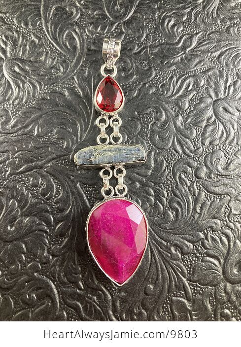 Garnet Kyanite and Ruby Crystal Stone Jewelry Pendant - #3KFCZmVtzs0-4
