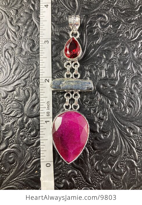 Garnet Kyanite and Ruby Crystal Stone Jewelry Pendant - #3KFCZmVtzs0-5