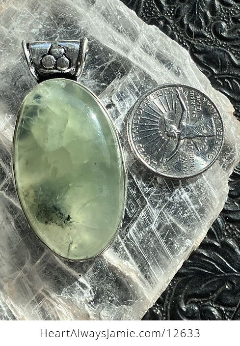 Gemmy Green Prehnite with Epidote Crystal Stone Jewelry Pendant Discounted - #xkm5TRmaqTQ-8