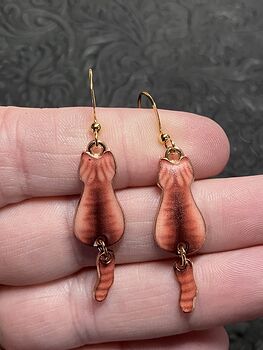 Ginger Tabby Cat Dangly Tail Earrings #dt1TGLYKet0