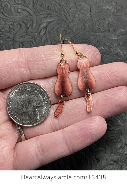 Ginger Tabby Cat Dangly Tail Earrings - #dt1TGLYKet0-4