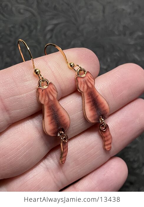 Ginger Tabby Cat Dangly Tail Earrings - #dt1TGLYKet0-2