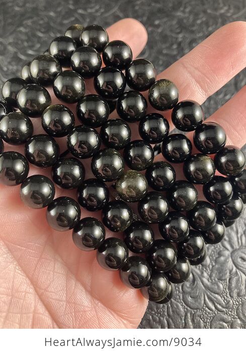 Gold Sheen Obsidian 10mm Natural Gemstone Jewelry Bracelet - #hGK3TO65fFA-5