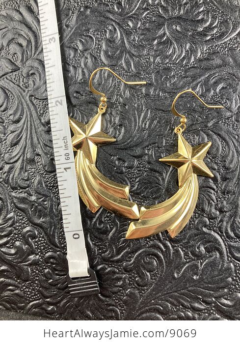 Gold Toned Shooting Star Earrings - #kfDjGS0uf8g-3