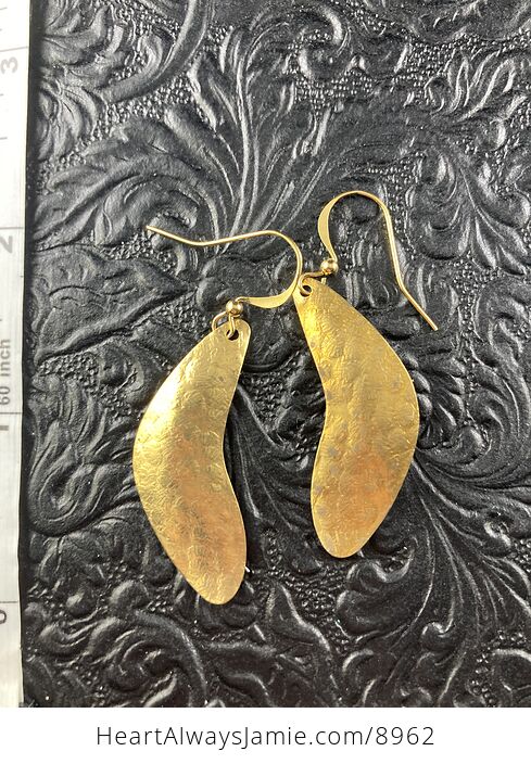 Gold Toned Textured Metal Boomerang Earrings - #P5LmXHAFifg-1