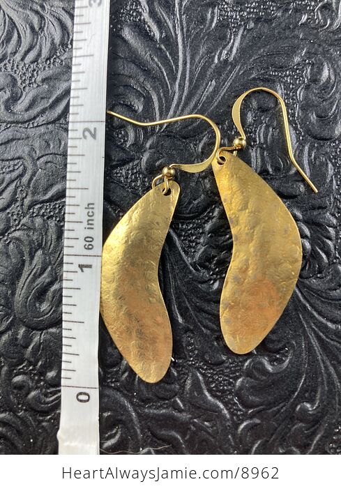 Gold Toned Textured Metal Boomerang Earrings - #P5LmXHAFifg-6