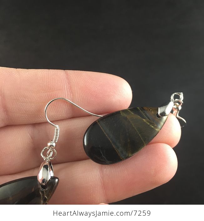 Golden and Blue Tiger Eye Stone Jewelry Earrings - #wvPvVQNvj3Y-4