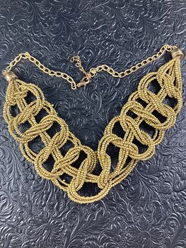 Golden Beaded Braided Necklace #w2zhVO6i4ho