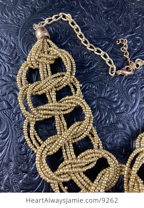 Golden Beaded Braided Necklace - #w2zhVO6i4ho-4