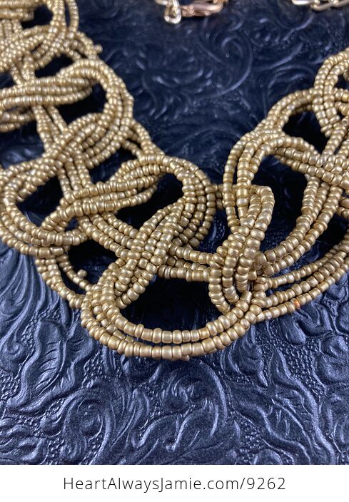 Golden Beaded Braided Necklace - #w2zhVO6i4ho-2
