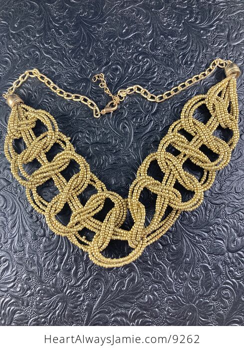 Golden Beaded Braided Necklace - #w2zhVO6i4ho-1