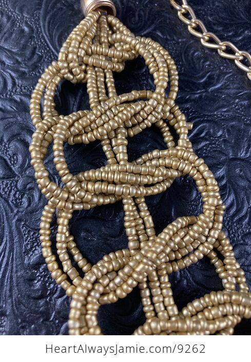 Golden Beaded Braided Necklace - #w2zhVO6i4ho-3
