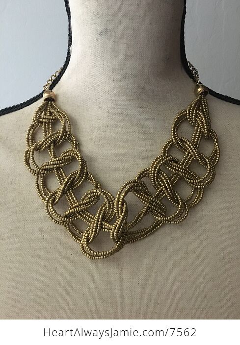Golden Beaded Knot Necklace - #klU20OQoJf4-1